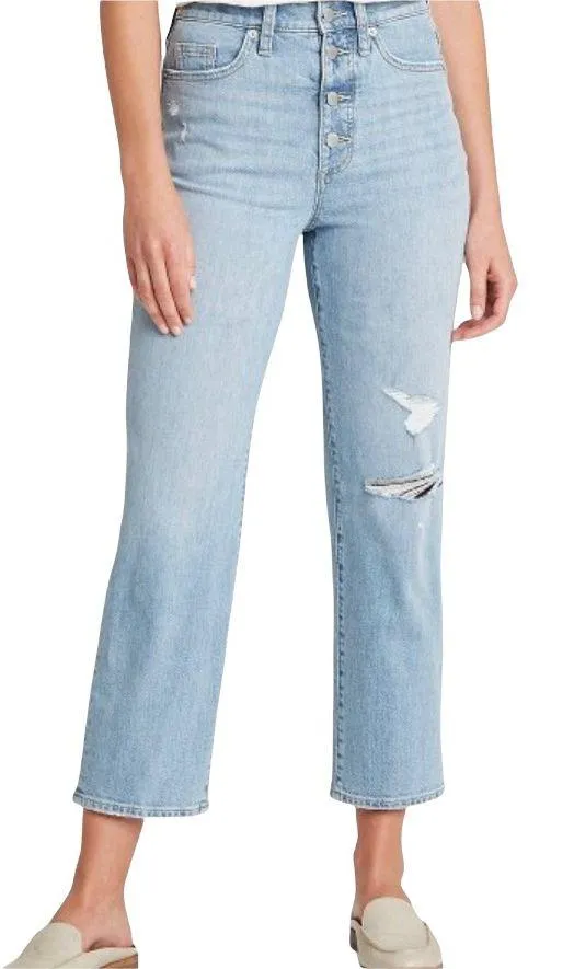 Universal Threads Vintage Straight Button fly Distressed Cropped Jeans - Image 3