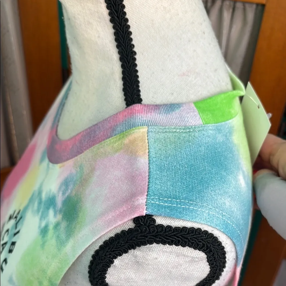 Cold Crush Pink and Yellow Fitted Crop Muscle Tee - Image 5