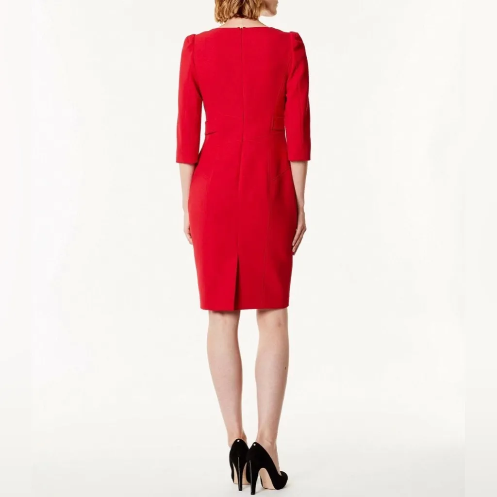 Karen Millen Forever Corset Waist Belted Pencil Midi Dress Red - Image 4