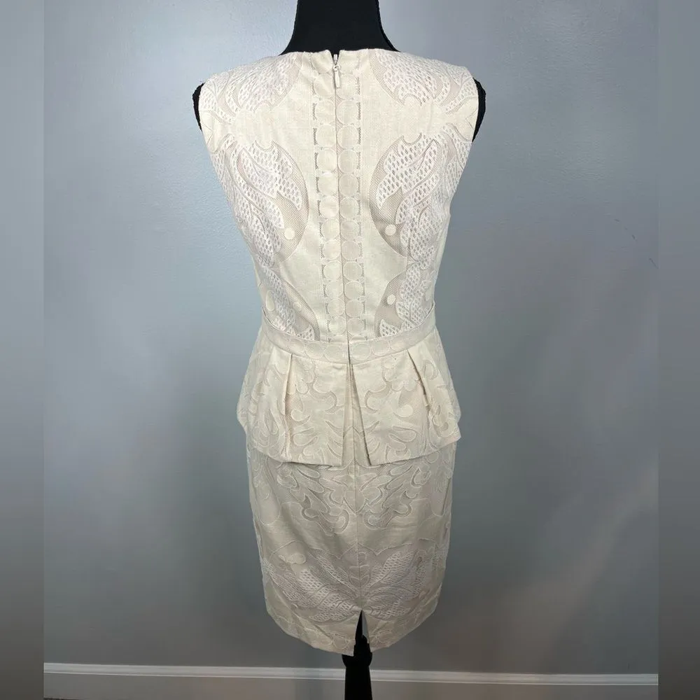 BCBGMAXAZRIA Etna Lace Peplum Sheath Dress - Image 4