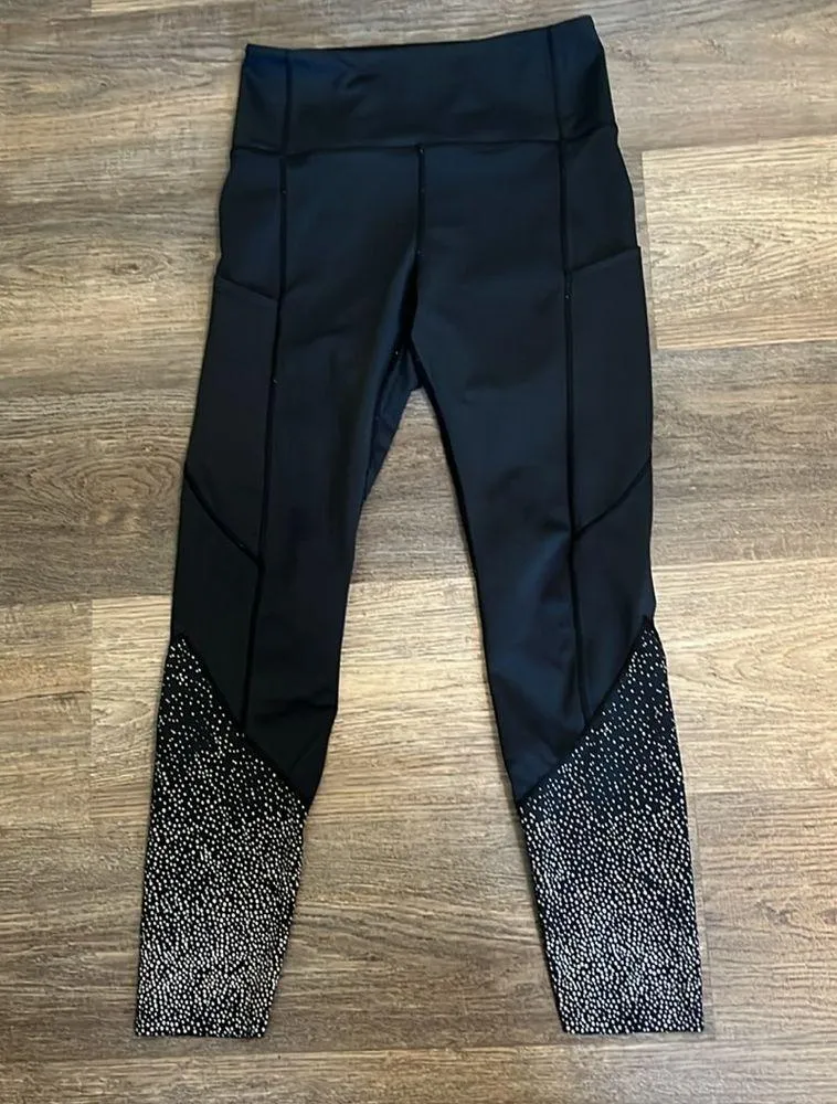 ZYIA Active High Rise Athletic Workout Leggings with White Reflective Dots 6-8 - Image 2