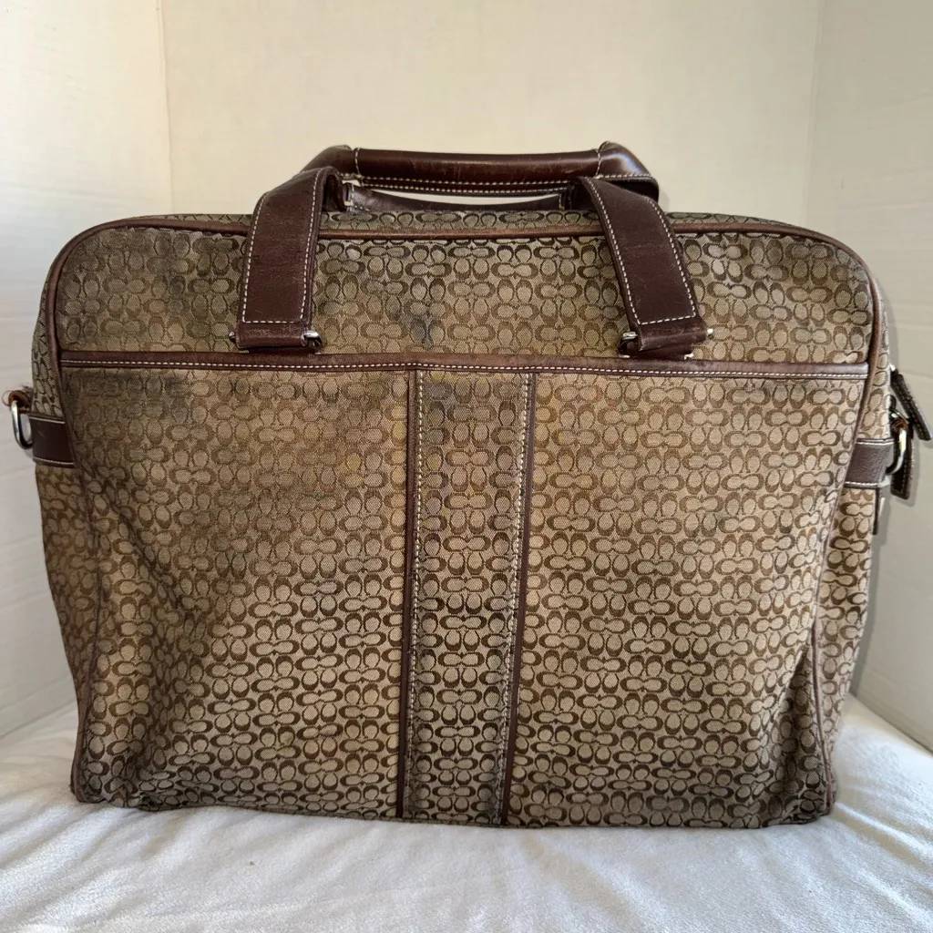 Coach Vintage #F70058 Hudson C Signature Commuter Briefcase Brown Tan Bag Unisex - Image 3