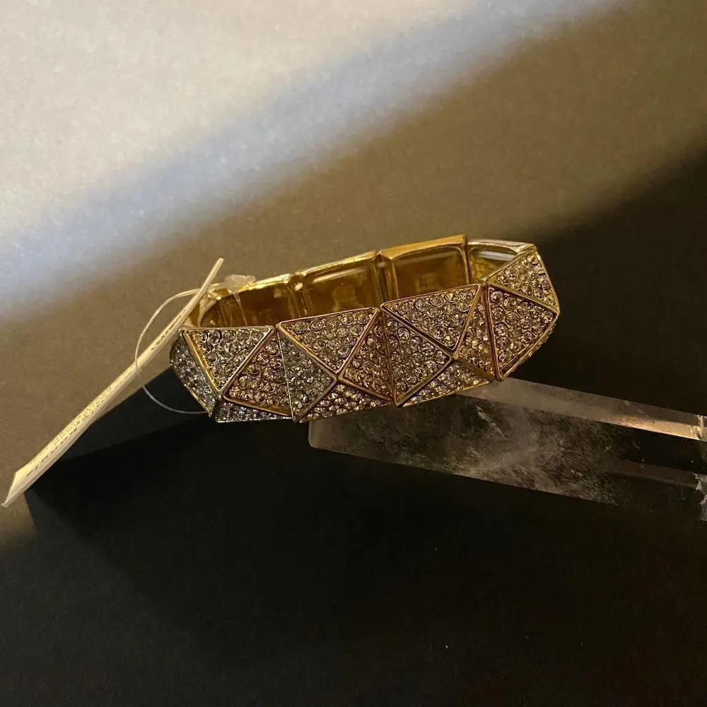 Amrita Singh  Gold Enamel Stretch Statement Bracelet - Image 2