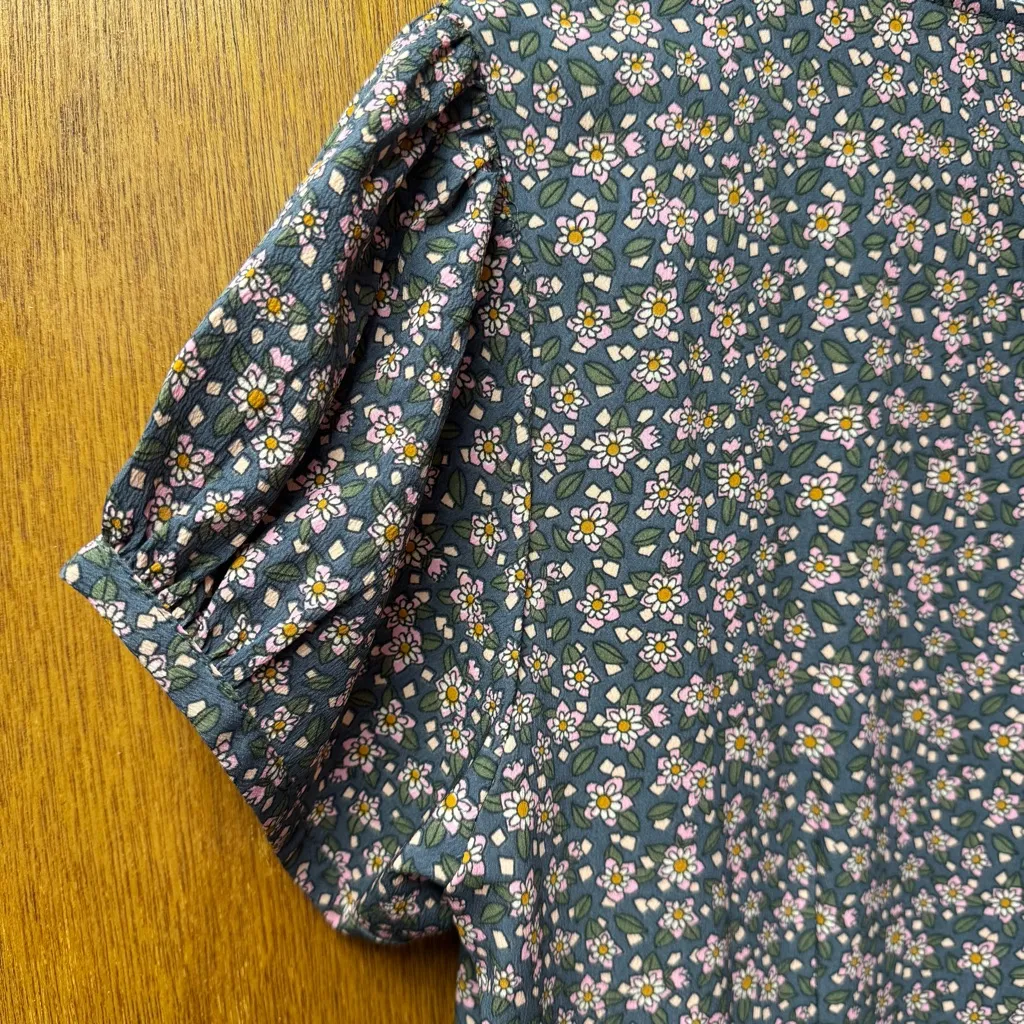 Natural Life Juliette Short Sleeve Midi Maxi Ditsy Floral Dress Gray Large - Image 9