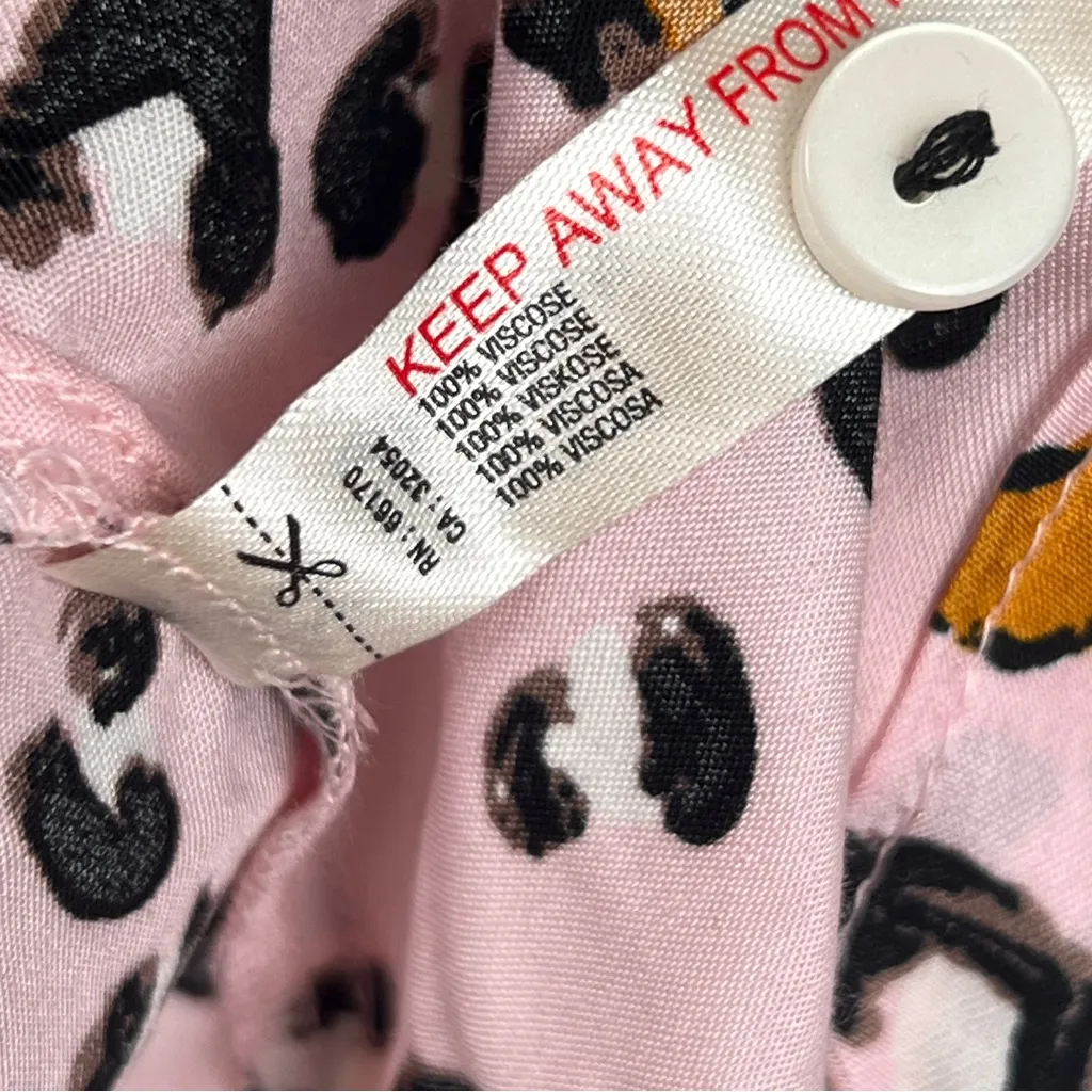 NEW Anthropologie Silky Pajama Top L Pink Animal Print - Image 5