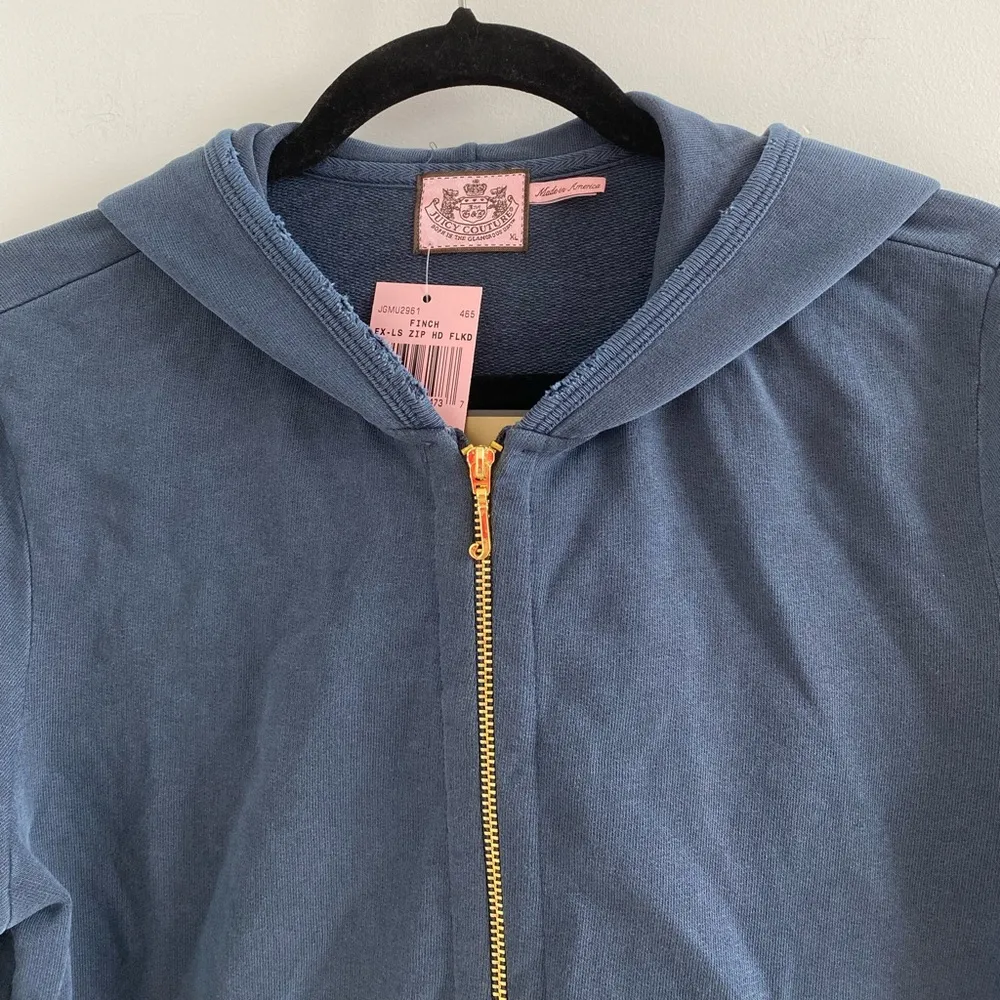 Juicy Couture Y2K Blue Distressed Dog Patch Full Zip Hoodie Size XL New With Tag - Image 3