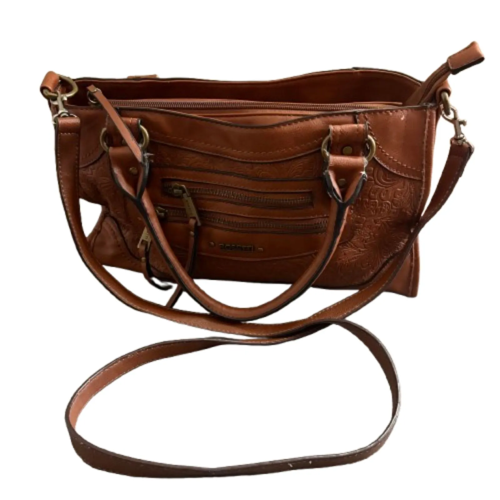 Rosetti Tooled Faux Leather Crossbody Bag Tan‎ Western Bohemian Floral - Image 2