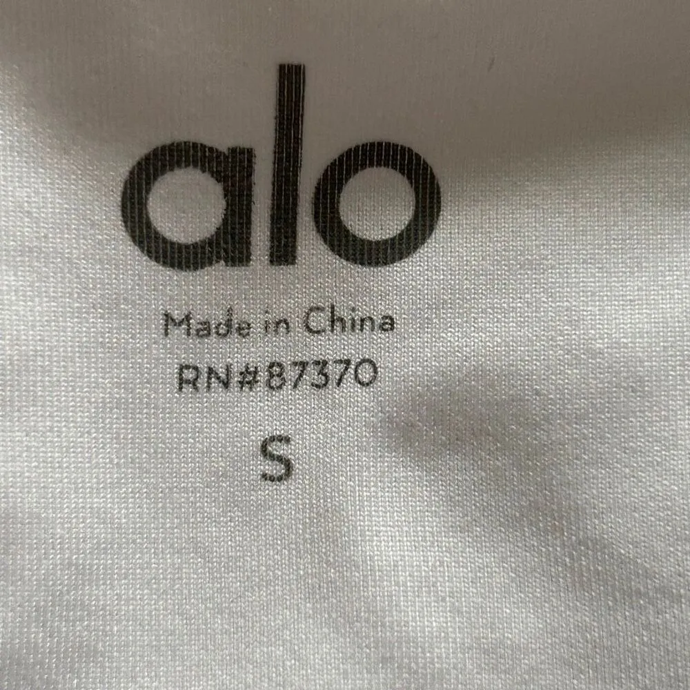 Alo Yoga White Ribbed Racerback Sports Bra Women’s Size Small - Image 3