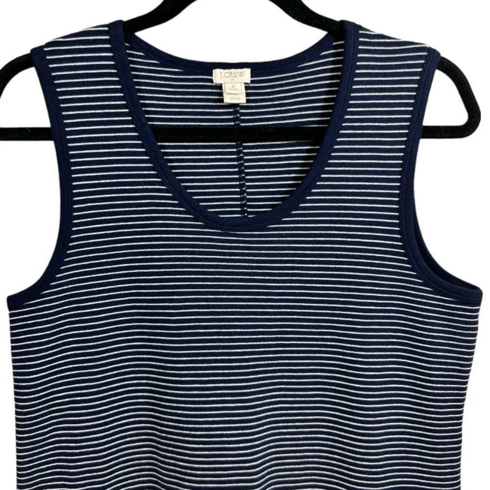 J. Crew Sleeveless‎ Cotton Striped Tank Dress Size Medium Petite Preppy Nautical - Image 4