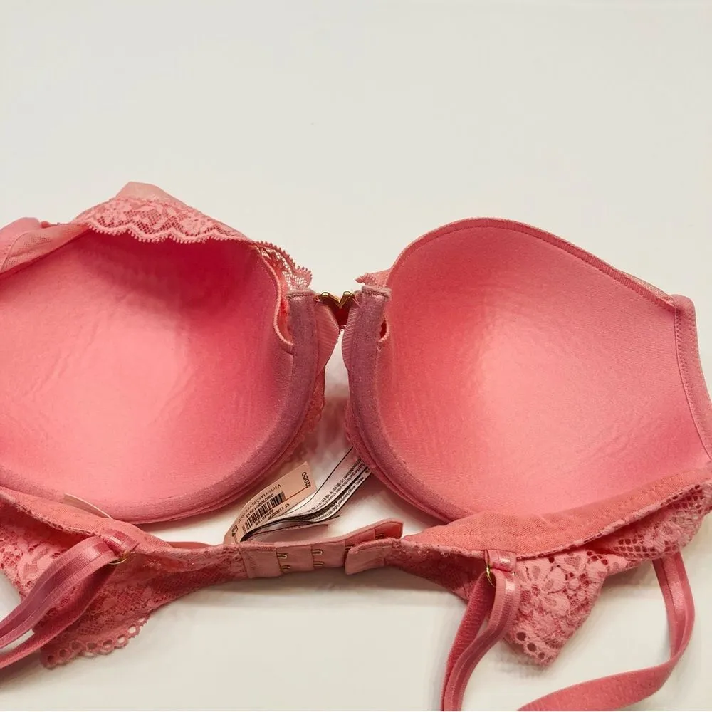 Victorias Secret Love Cloud Lightly Lined Half‎ Pad Plunge Bra Sz 32DDD Pink NEW - Image 8