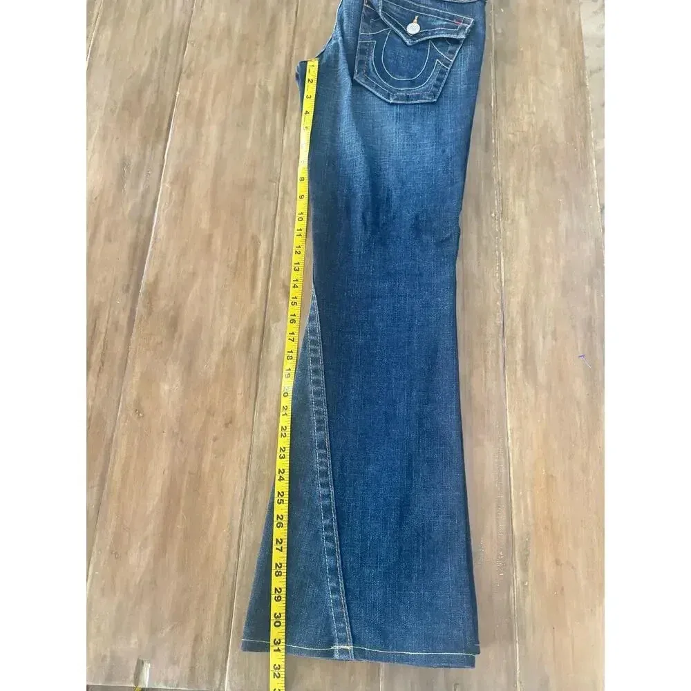 True Religion Low Rise y2k Flare Jeans Bridget dark Blue Denim SIZE 30 - Image 7