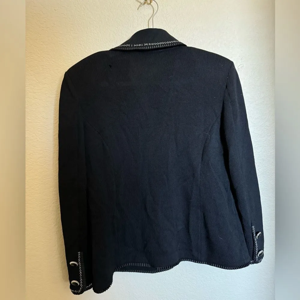 Vintage‎ St. John Evening by Marie Grey Santana Knit Blazer Jacket Sz 12 Black - Image 9