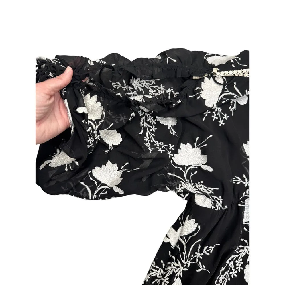 NEW Alice and Olivia Holden Embroidered Cold-Shoulder Dress  Size Large - Image 5