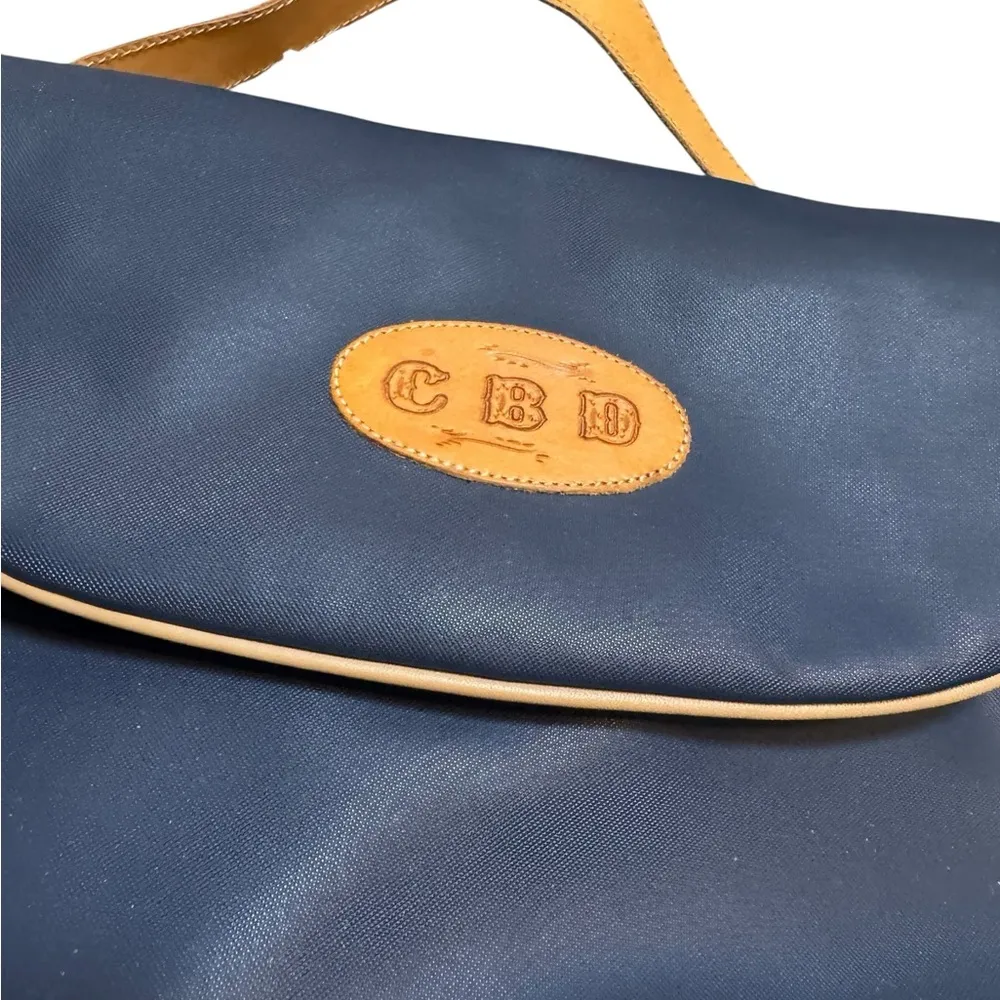 Vintage King Ranch Purse Navy and Tan with customization of initials Blue - Image 2