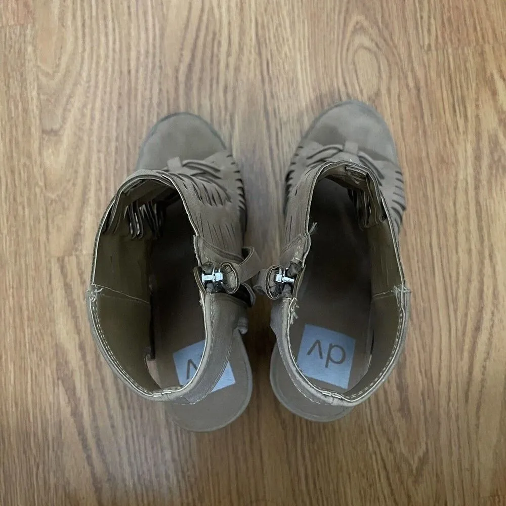 DOLCE VITA tan brown boho peep toe chunk heel size US 6 - Image 4