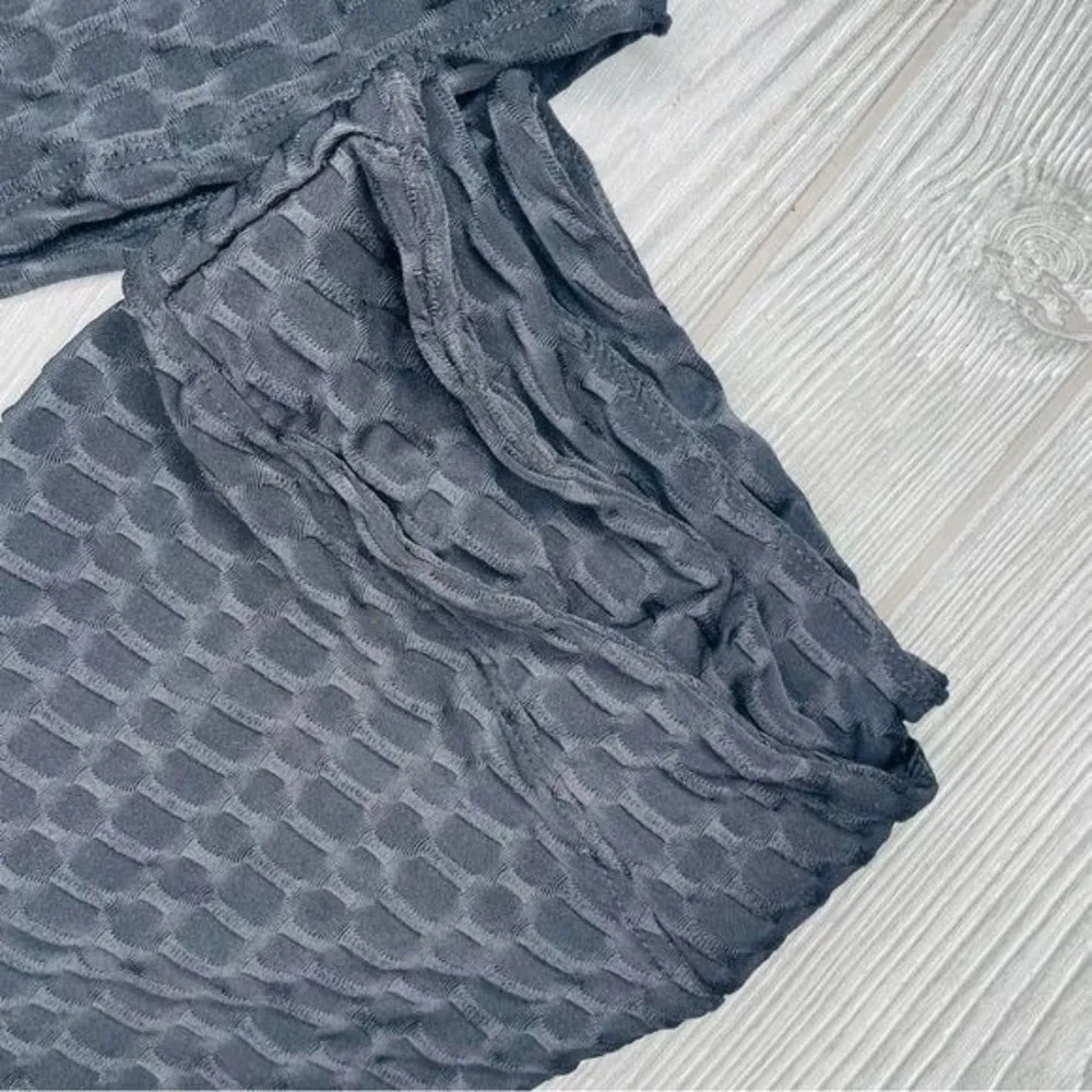 Nwt J for Justify textured black cropped short sleeve top and leggings outfit L - Image 2