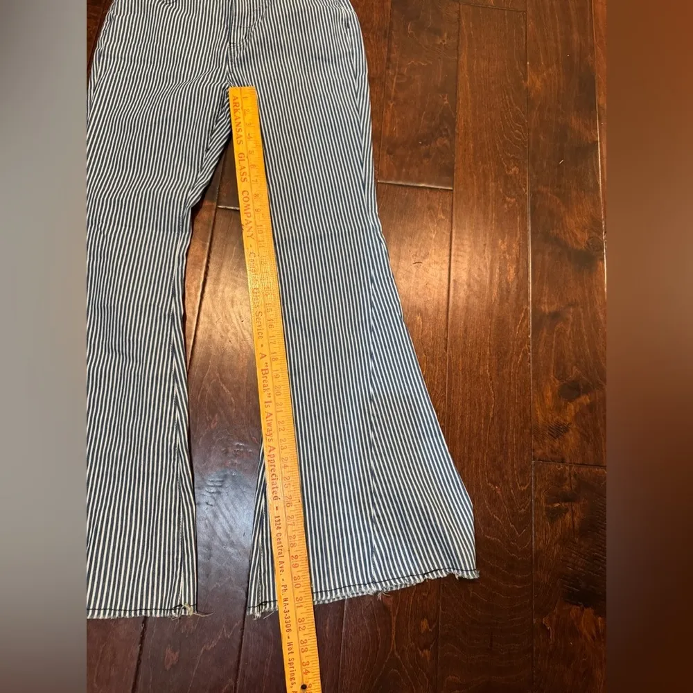 Women Jeans Wide Leg‎ Pants Mile High Pin Stripe Bell Bottoms Size Small Blue - Image 3