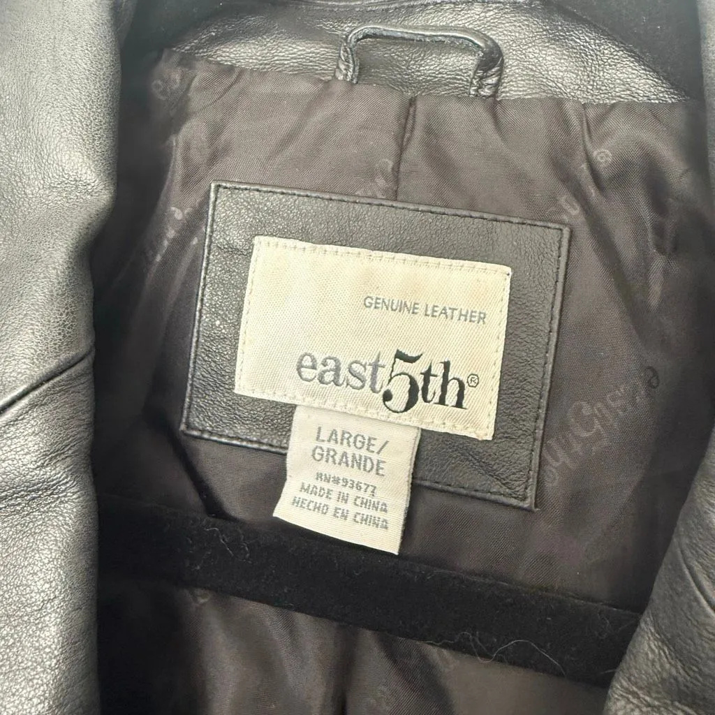 East 5th Fifth Women’s Large Black Leather Jacket Y2K 2000s - Image 2
