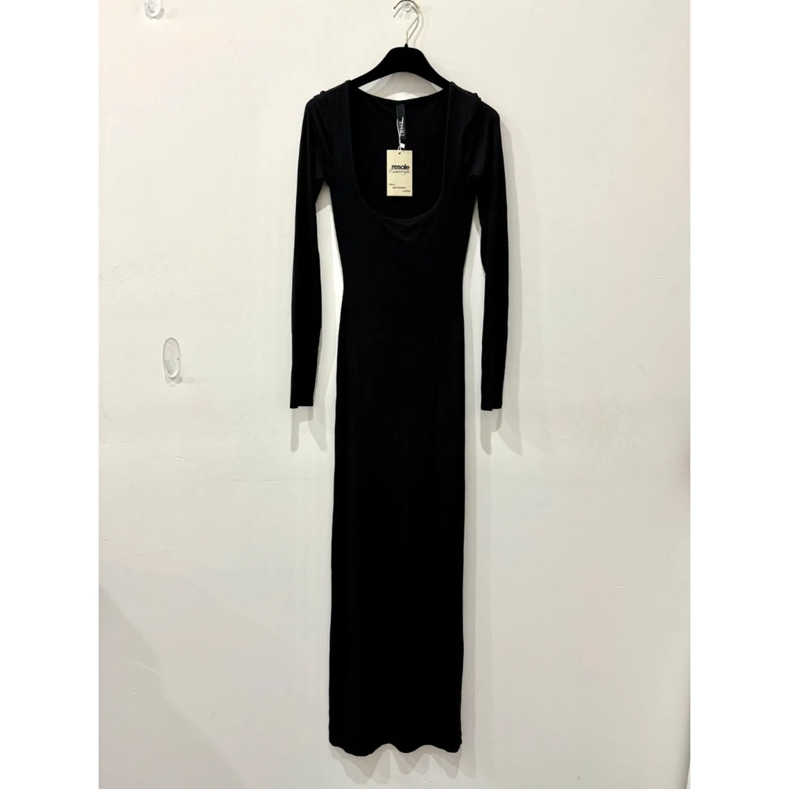 Skims Soft Lounge Bodycon Rib Long Sleeve Maxi Dress Black Women's Size Small - Image 2