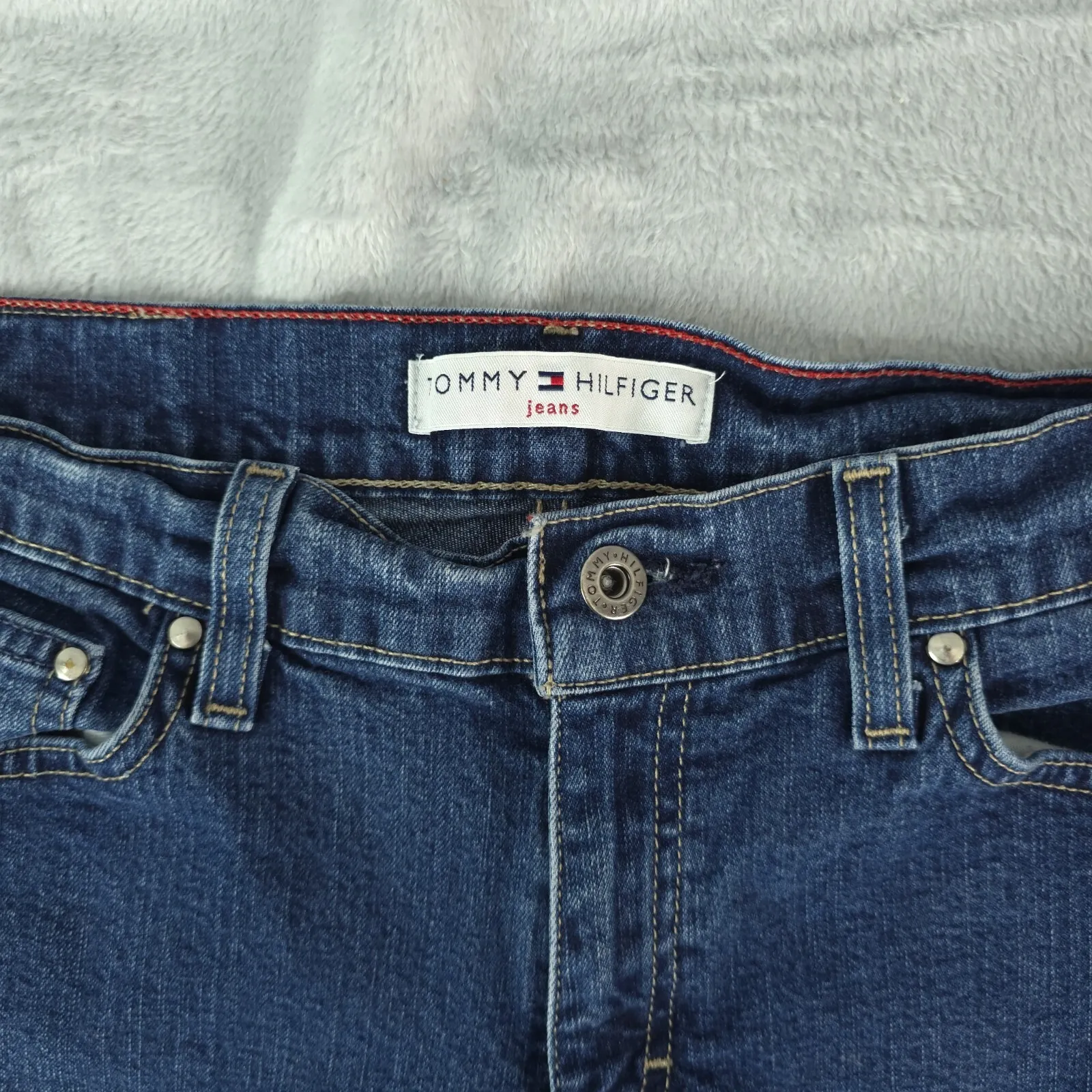 Vintage 2002 Tommy Hilfiger Jeans Womens 6 Pedal Pusher Capris Dark Wash Cut Off - Image 5