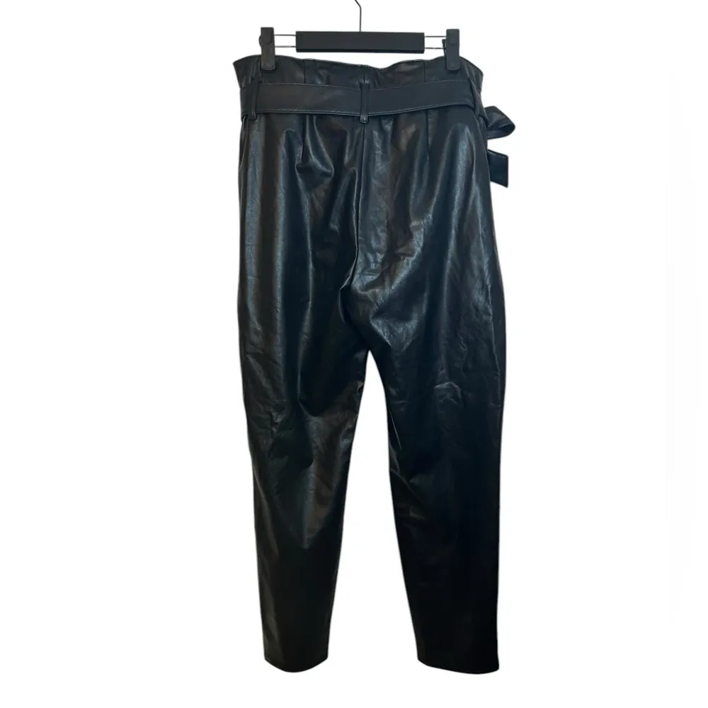 White House Black Market Faux Leather Tapered Leg Belted Pants - Image 3