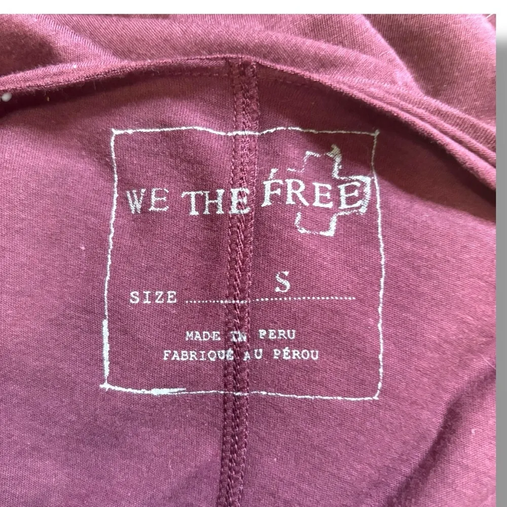 We the Free Maroon Red Loose Fit V-Neck Oversized 3/4 Sleeve Tunic Blouse Small - Image 7