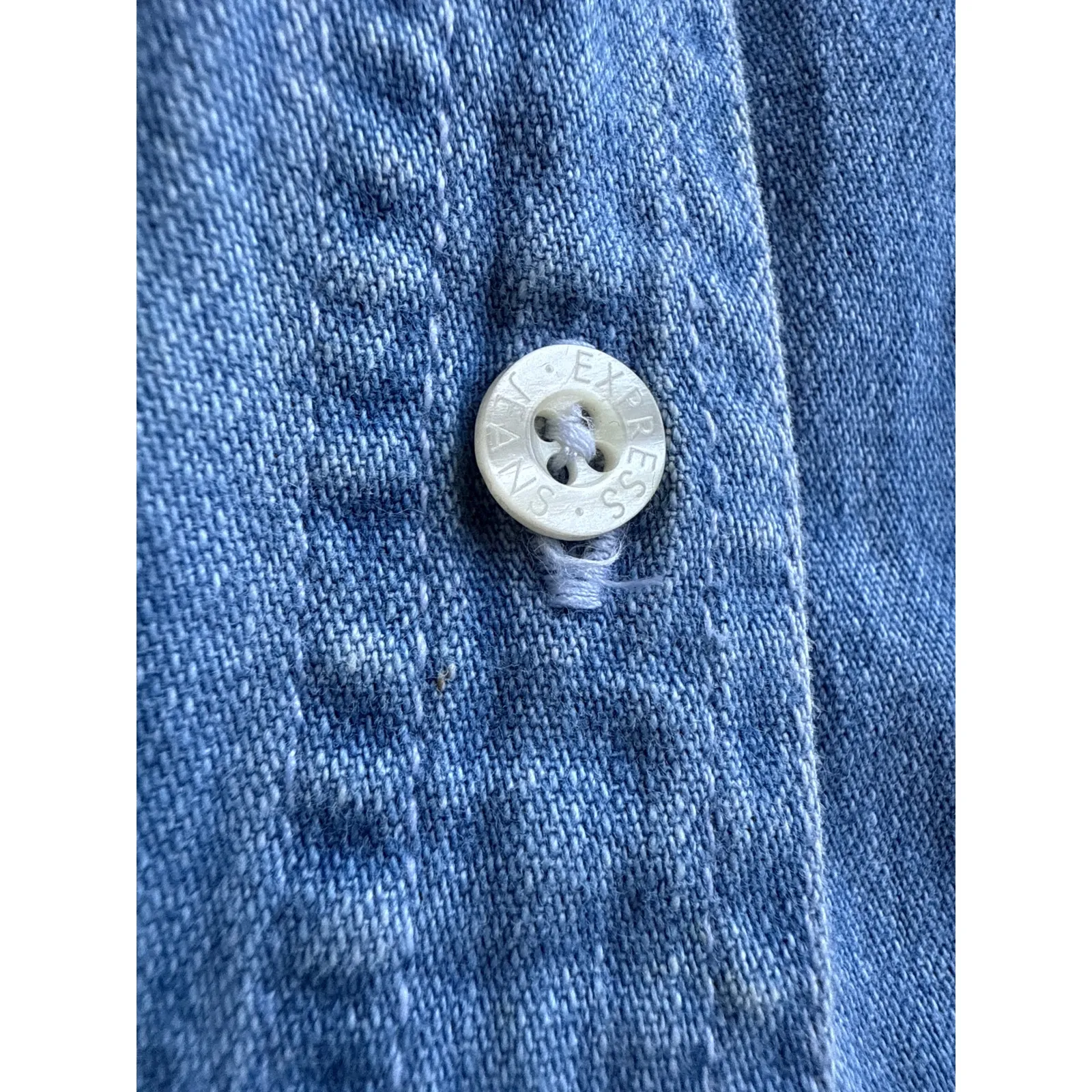 Vintage 90s Express Chambray Denim Button Down Women's Shirt Size Large - Image 6