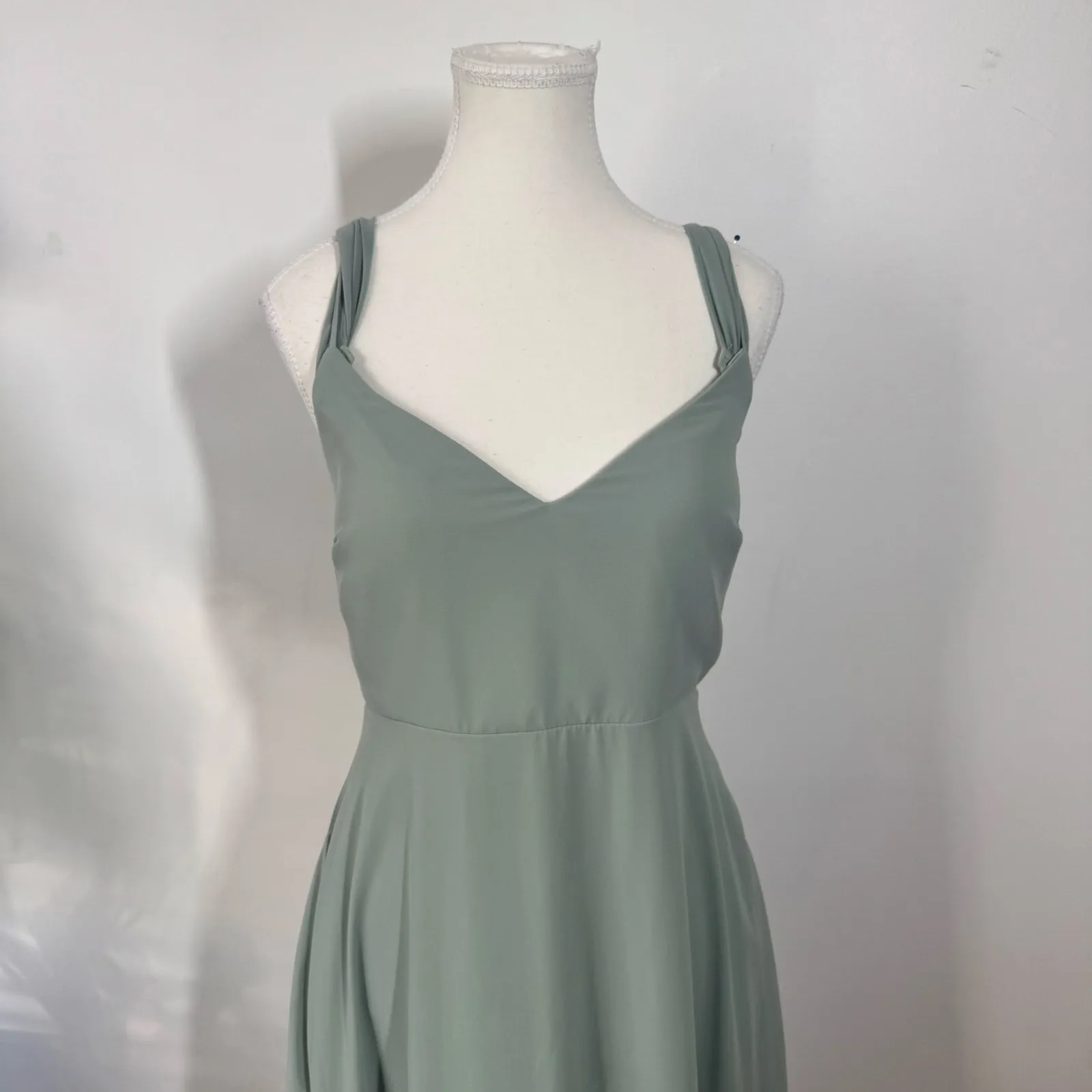 Birdy Grey DEVIN CONVERTIBLE DRESS Women M CHIFFON SAGE BRIDEMAID WEDDING - Image 6