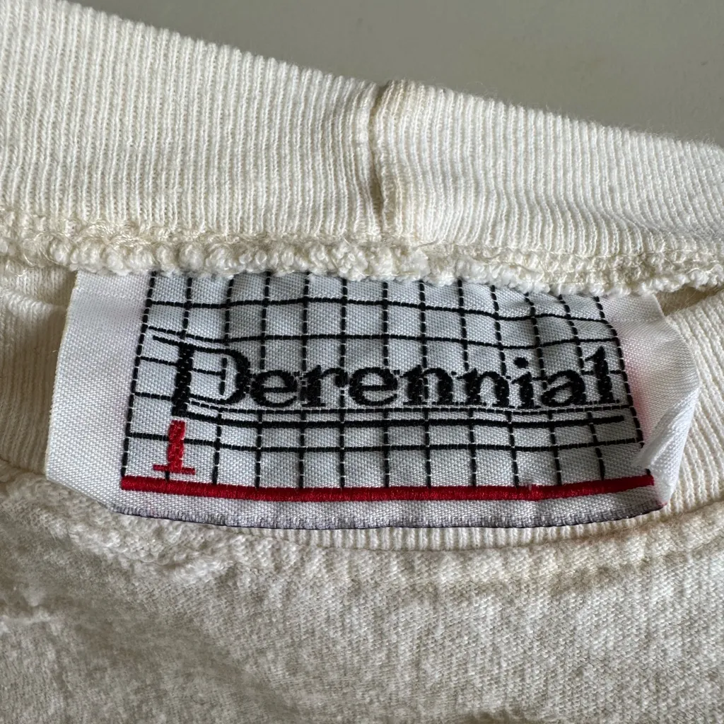 Vintage Perennial Cream Ivory Textured Cotton Relaxed Fit Tee Shirt Size Small - Image 4