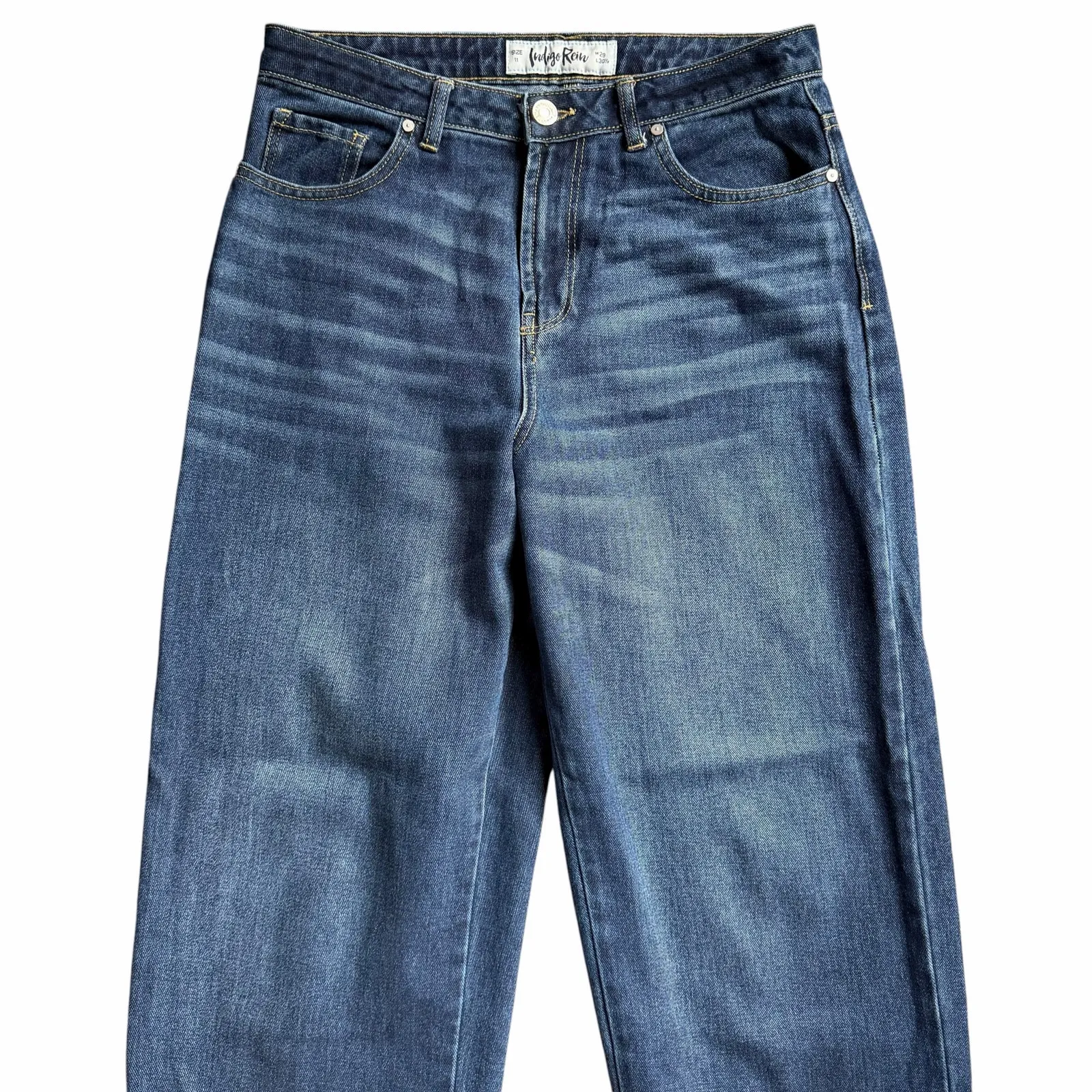 Indigo Rein High Rise Straight Leg Jeans Womens Size 11 Medium Wash Denim - Image 2