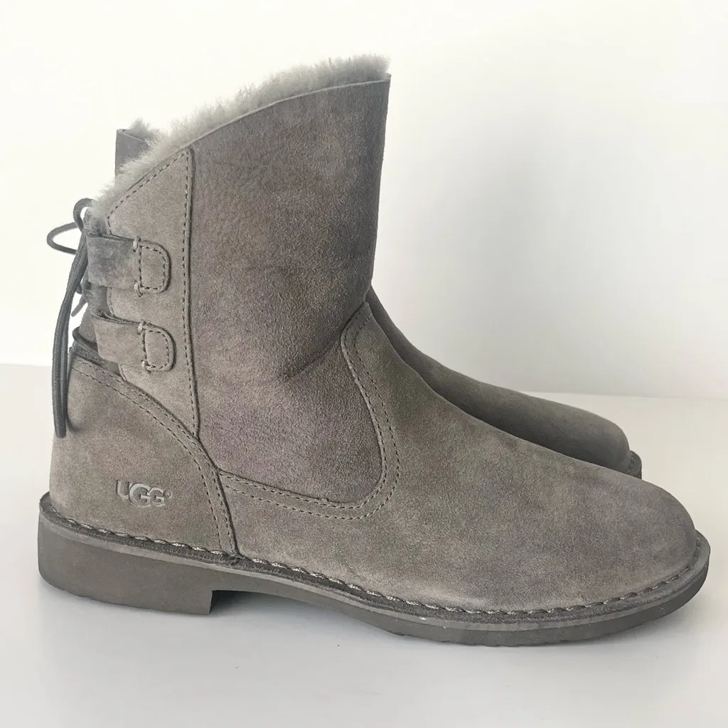 UGG Naiyah Suede fur lined Ankle Boots grey 9 - Image 3