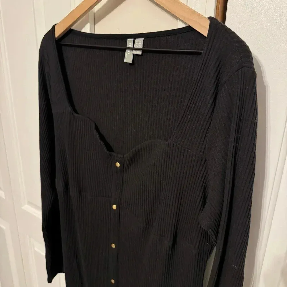 ASOS Black Maxi Dress With Square/Sweetheart  Neckline & Slits Women’s Size 16 - Image 3