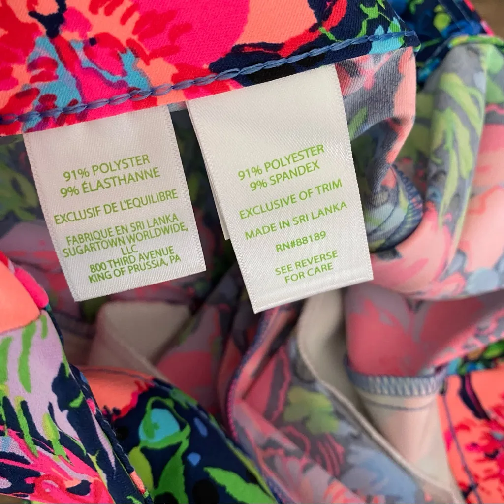 Lilly Pulitzer Luxletic NWOTS Corso Pants size 4 Blue and Hot Pink Floral - Image 5