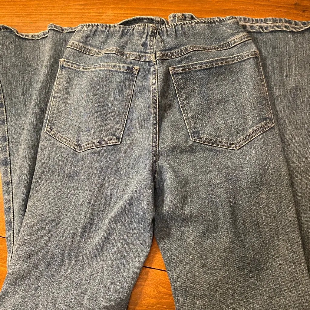 High Waisted Flared Pull On Jeans Sz Medium - Image 6