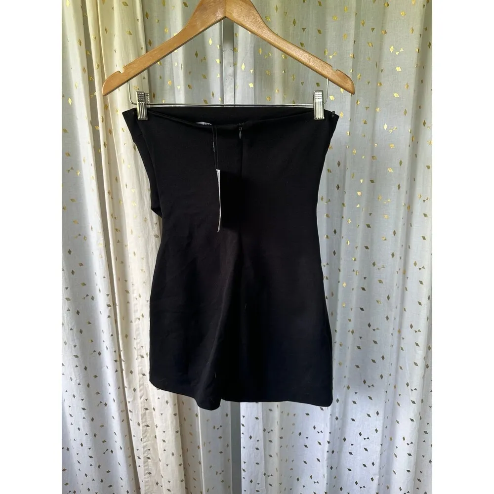 Zara NWT Strapless Minimalist Contemporary Classic Little Black Mini Dress S - Image 3