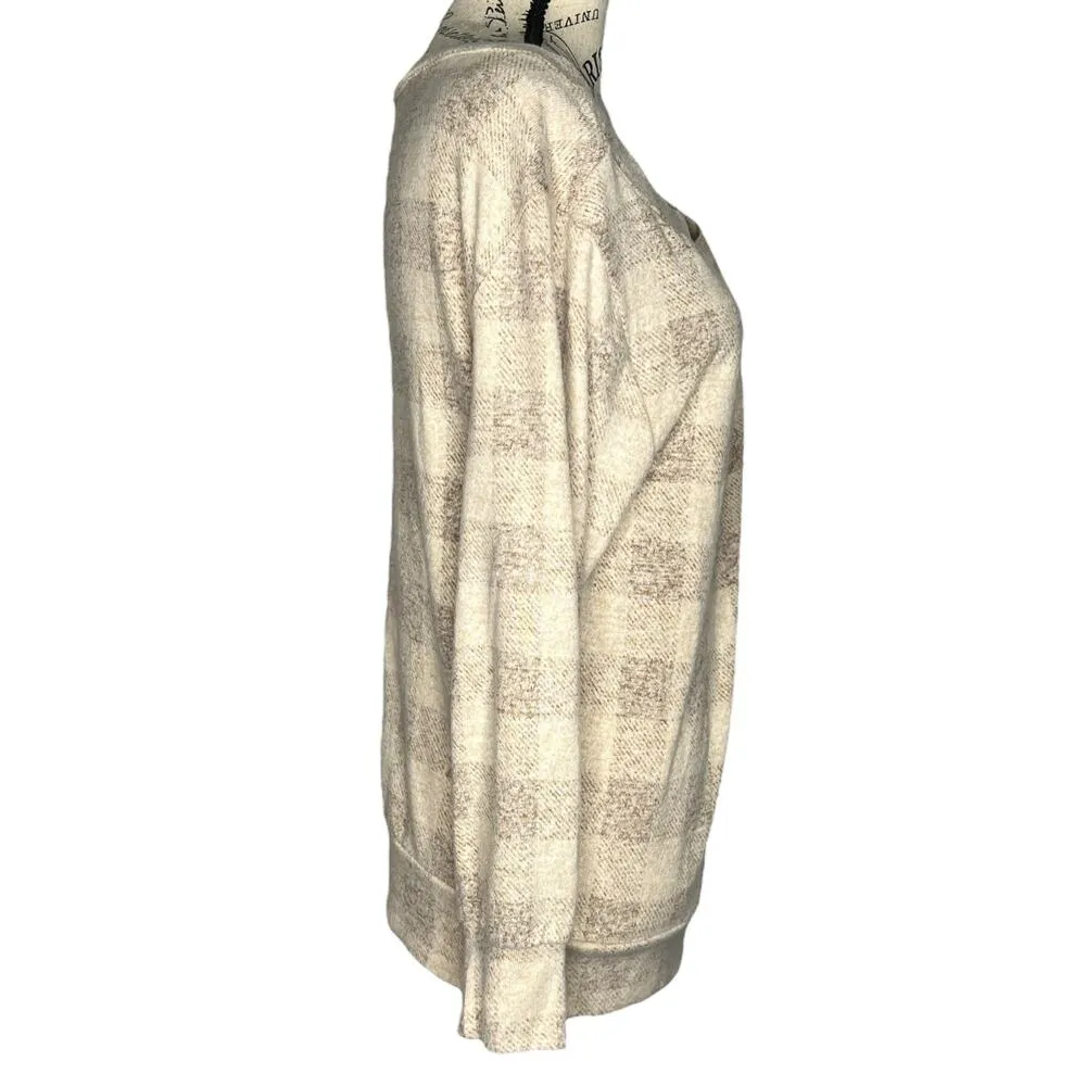 Maurices MEDIUM Cozy Relaxed Plaid Button Long Sleeve Dolman Boat Neckline Tee - Image 5