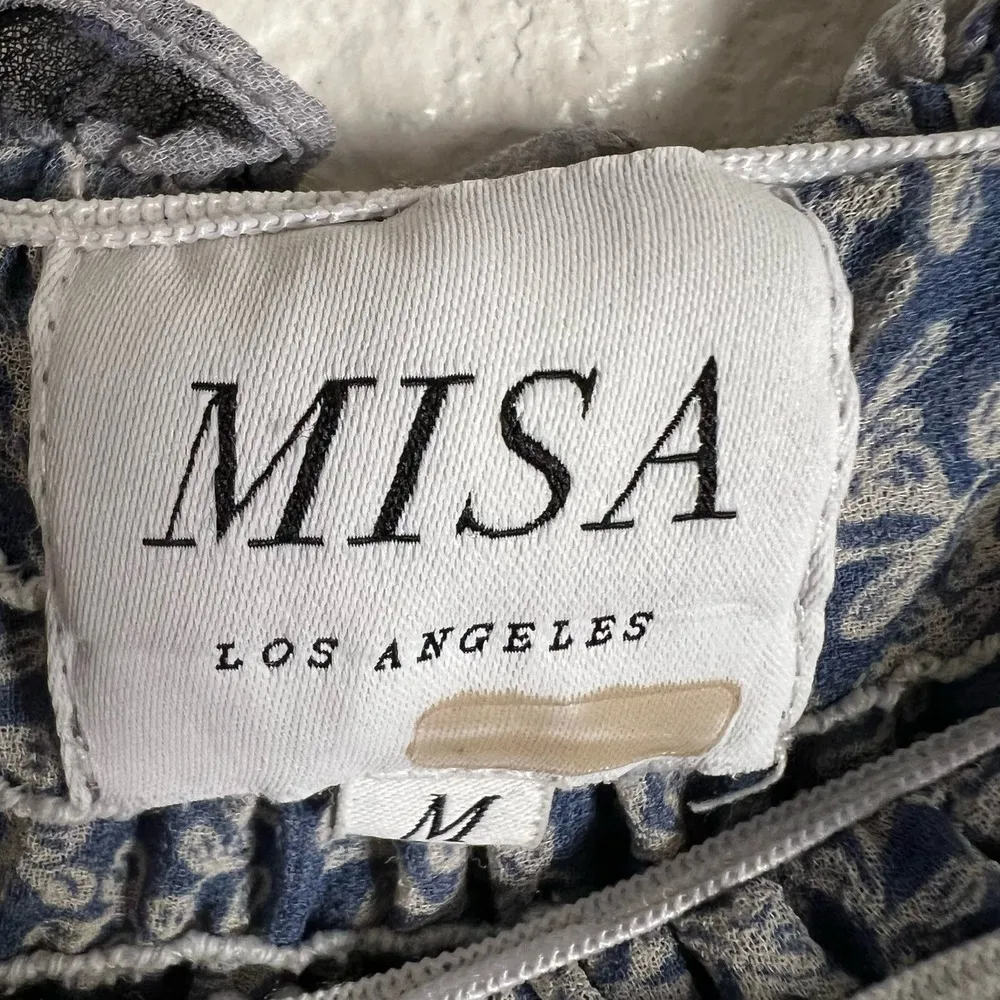 MISA Nadia Purple Blue Strapless Floral Print Tiered Maxi Dress Size M - Image 13