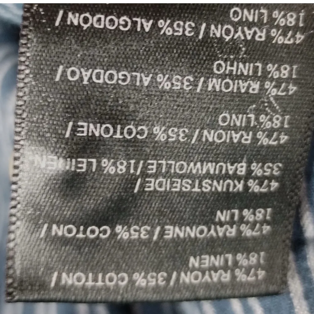 Anthropologie Linen Blend Bellamy Denim Chambray Blue Striped Shirt Dress 6 - Image 13