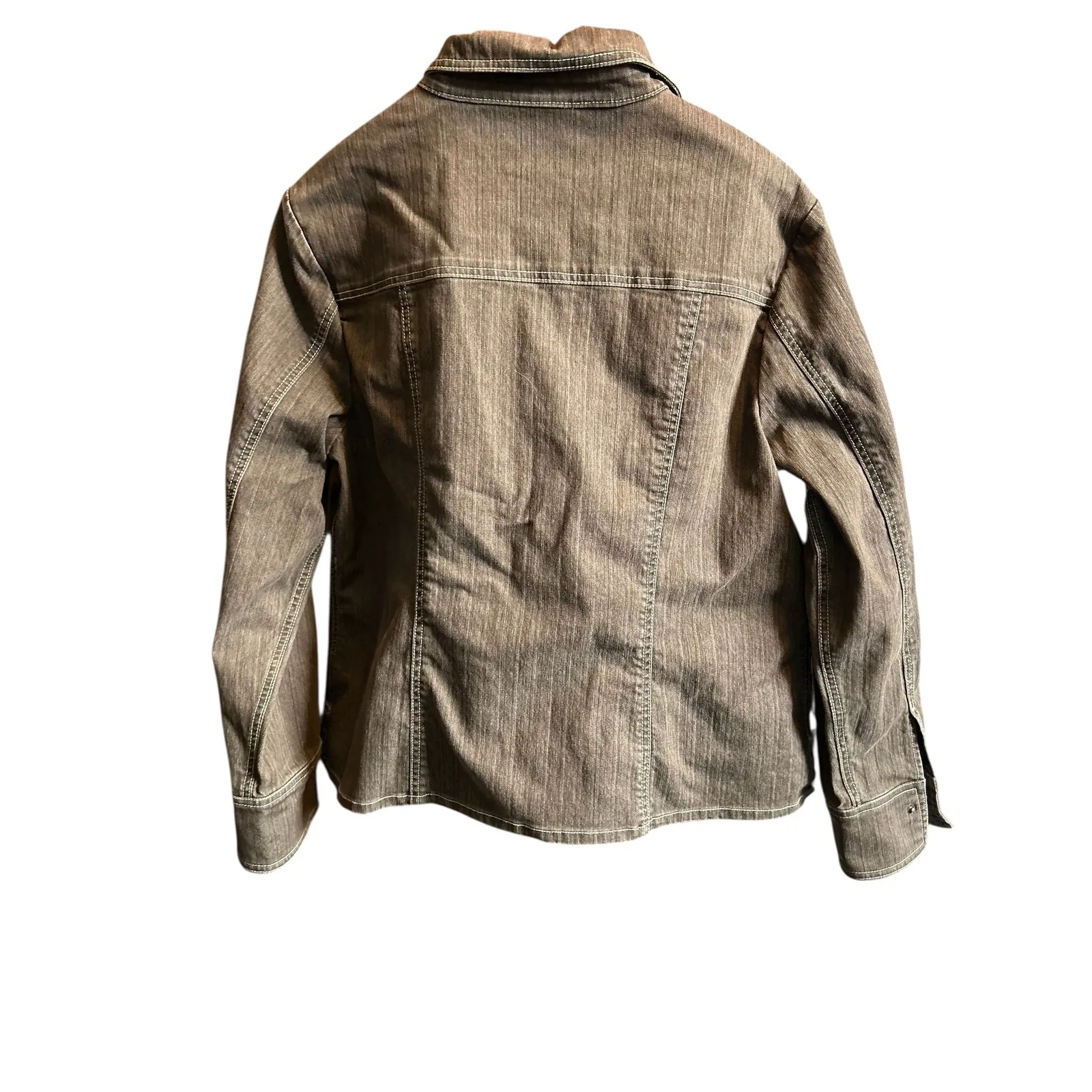 CJ Banks Women's Brown Button Up Denim Long Sleeve Shirt Top Size X - Image 8
