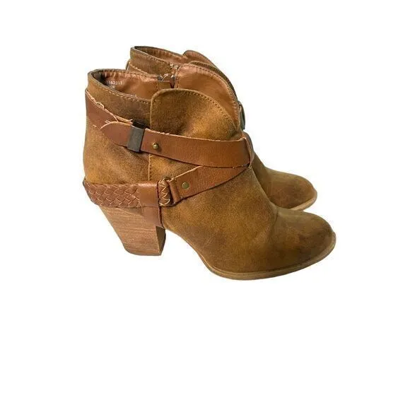Rustic Leather Ankle Boots with Buckle Detail Boho Western‎ Cowgirl Style S-81 - Image 2
