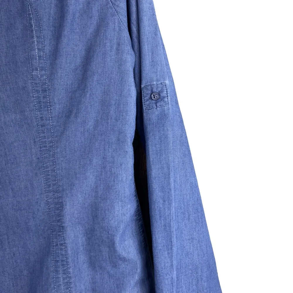 Guess (Flaw)Small Vintage Chambray Long Sleeve Tabbed Button Front Top w… - Image 5