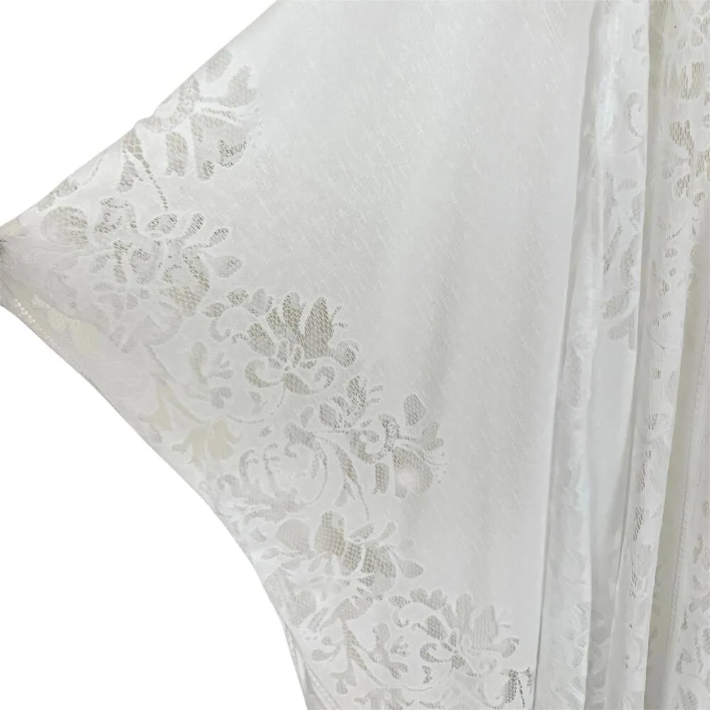 NWT New Directions White Lace Fringe Trim Kimono Cover Up One Size Size undefined - Image 3