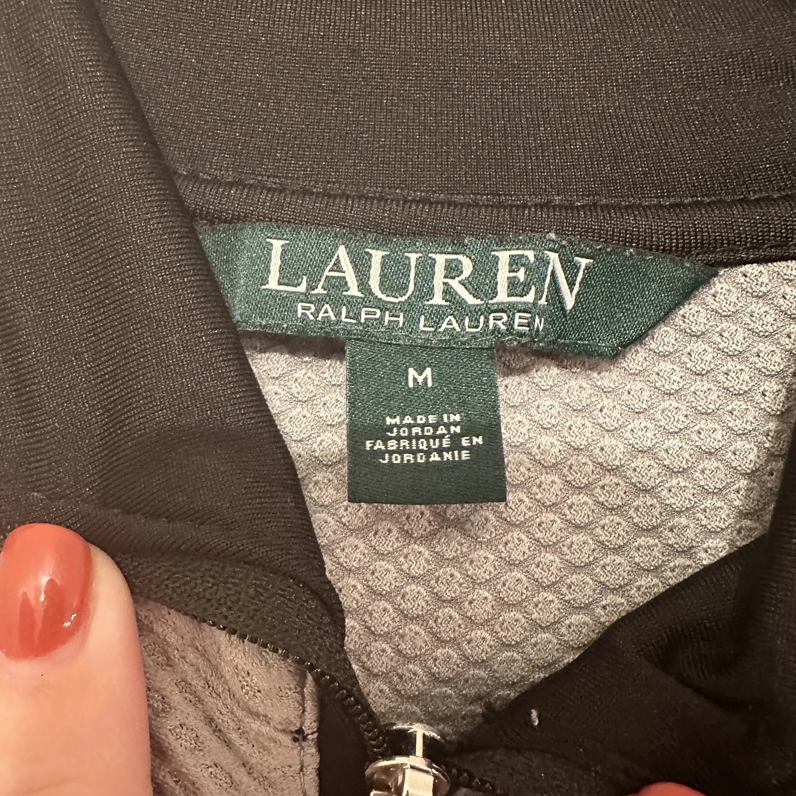 LRL Lauren Active Ralph Lauren Women's Sz‎ Medium Gray Waffle 1/4 Zip Pullover - Image 4