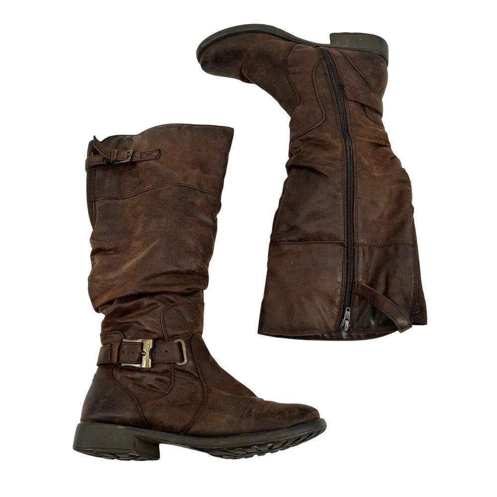 Bare Traps Women's Stiller Riding Boots dark Brown Knee High Buckle Zip size 8 - Image 2