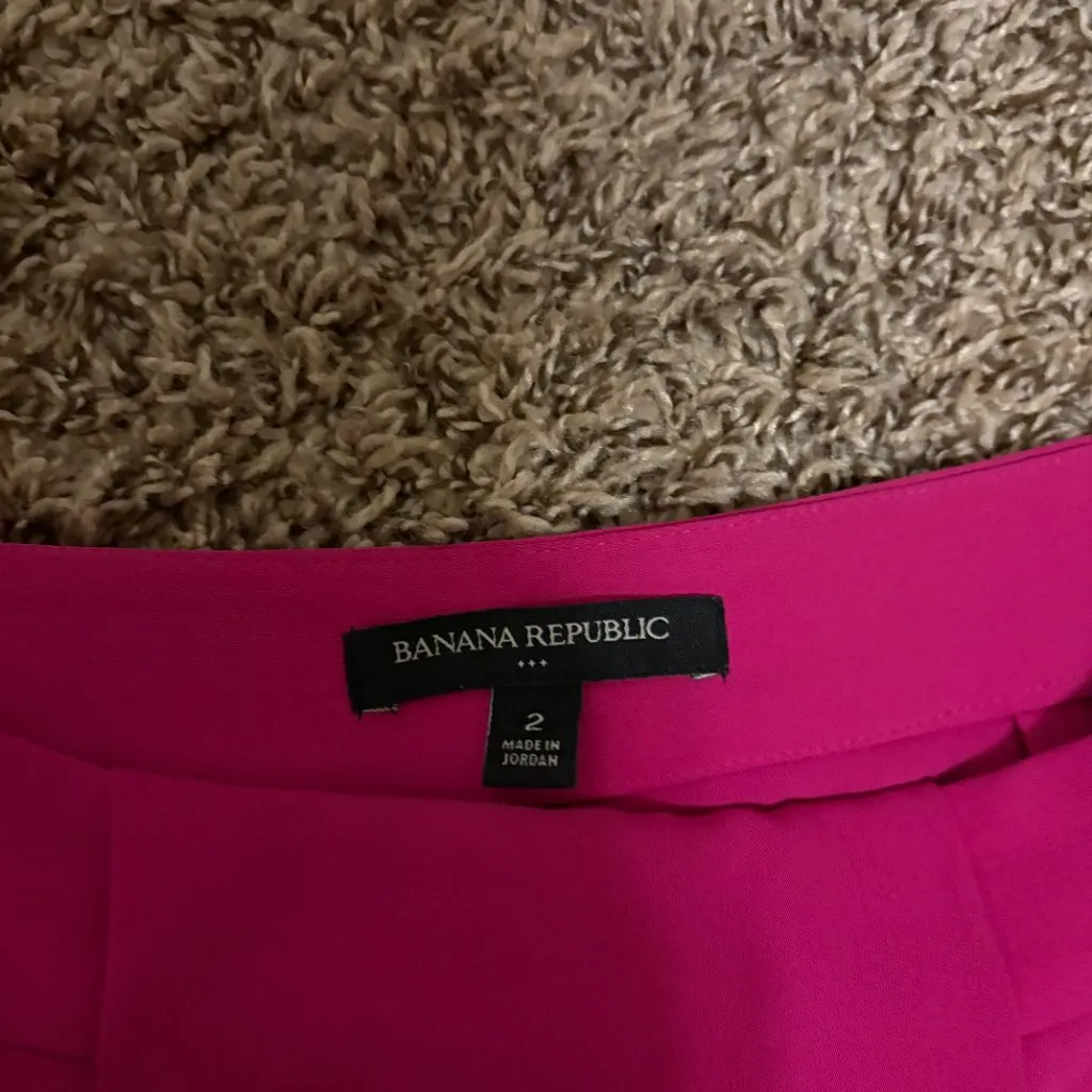 Banana Republic Factory Box Pleat Skort 2 Neon Fuschia Pink Side Zip Pocket - Image 2