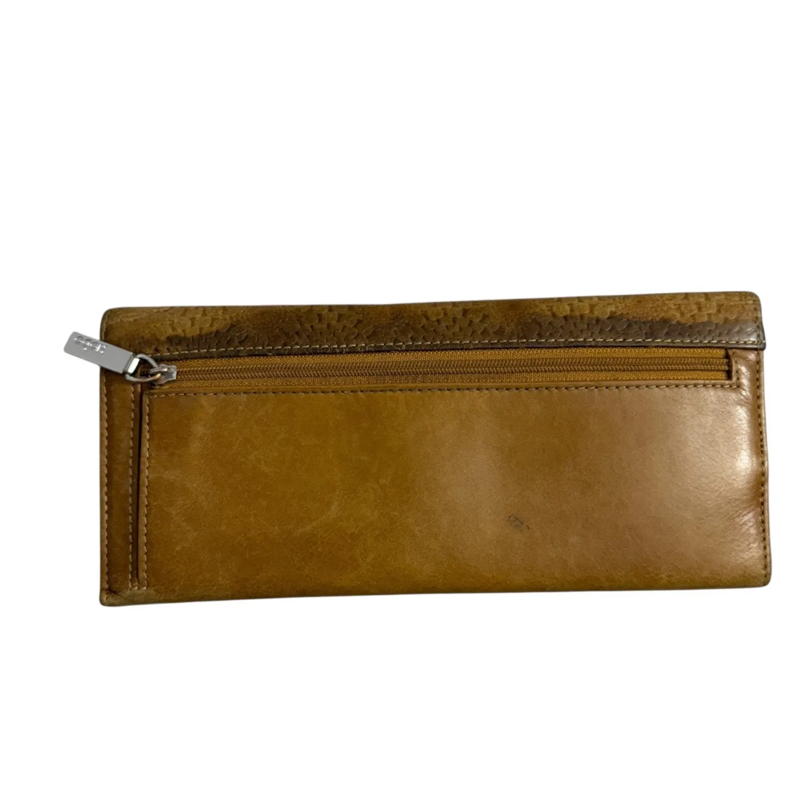 Hobo International Leather Wallet Tan TriFold Boho Floral Geometric Zig Zag Line - Image 2