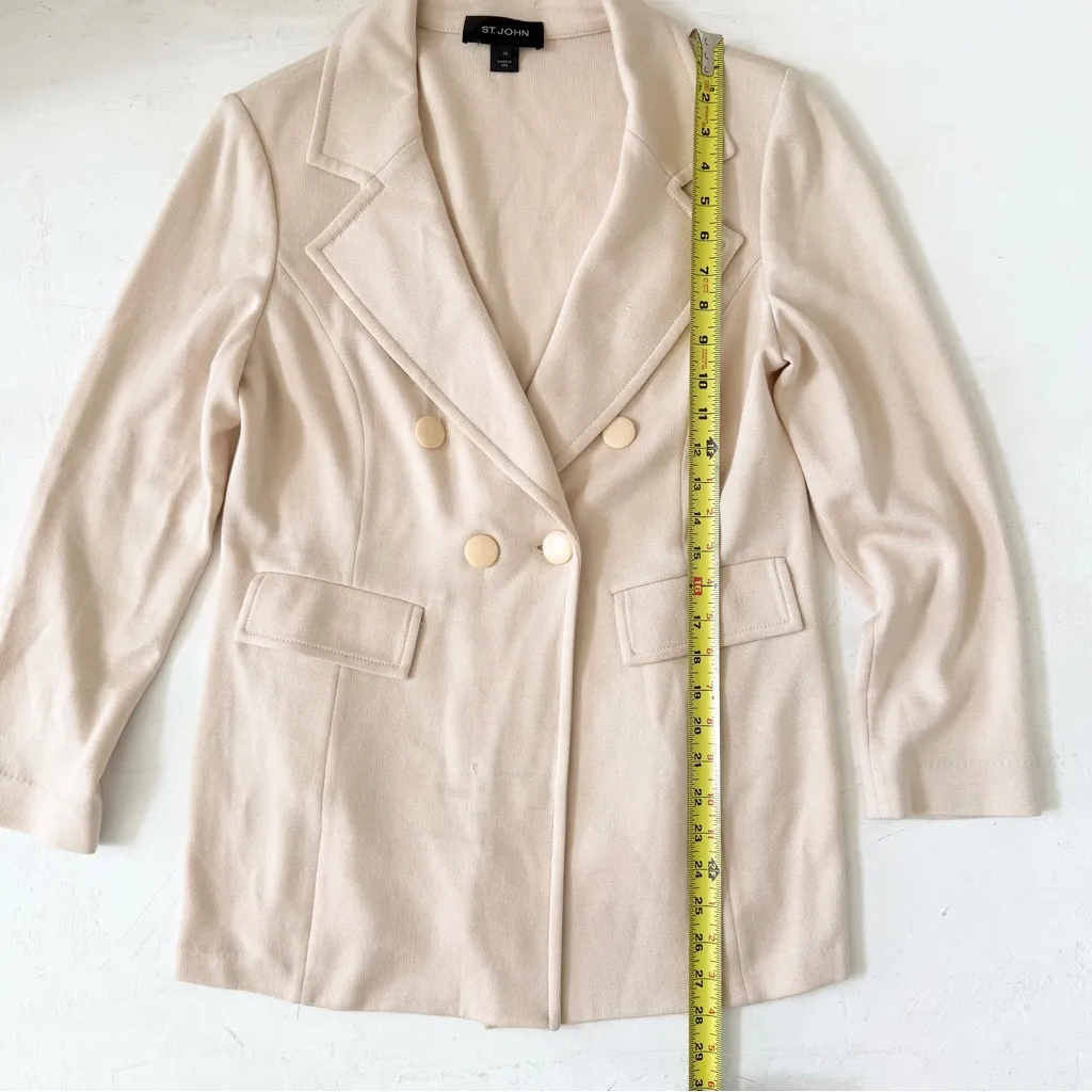 ST JOHN Vintage Cream Double Breasted Blazer Jacket Size 10 - Image 9