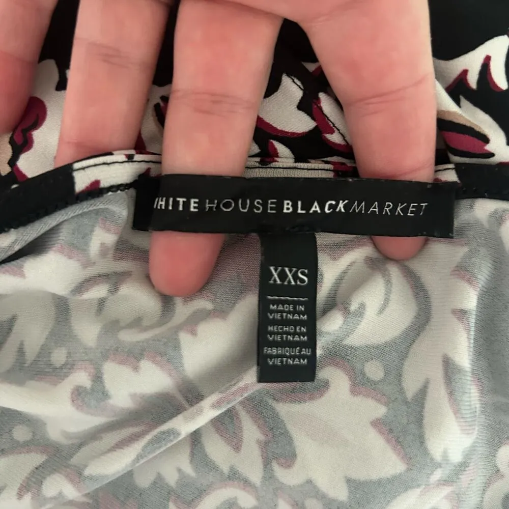 White House Black Market Floral Bell Sleeve Embroidered Neck Mini Dress XXS - Image 6