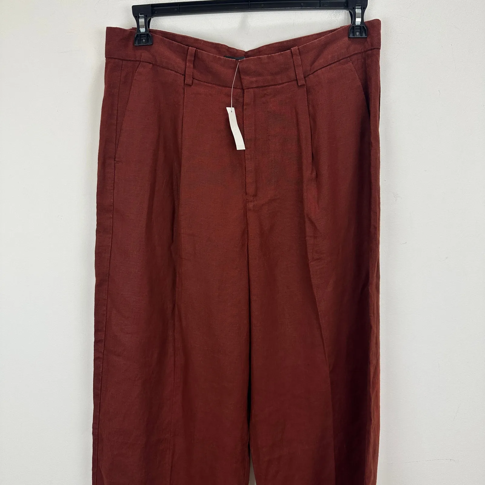 Madewell Slouchy Straight Pants in 100% Linen Henna Brown Relaxed US 10 NWT - Image 8
