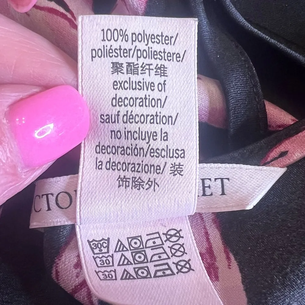 Victoria's Secret Satin Open-Back Flyaway Cami Camisole Black Pink Bows Size XXL - Image 10